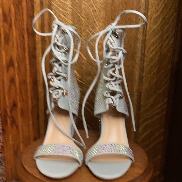 Pair of Azalea Wang embellished to the nines peep toe boots size 8. Style JACQ. - Picture 3 of 8